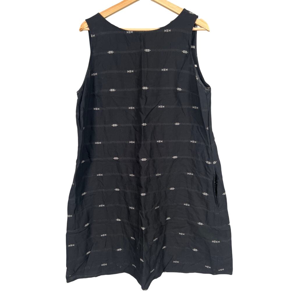 Eileen Fisher Large Cotton Black Shift Dress Classo Aztec Dress